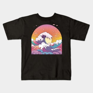 The Great Wave Off Kanagawa, Hokusai Japanese Art Style Ocean Kids T-Shirt